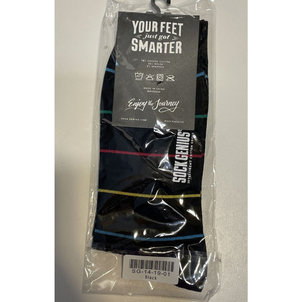 unisex sock genius One size black striped